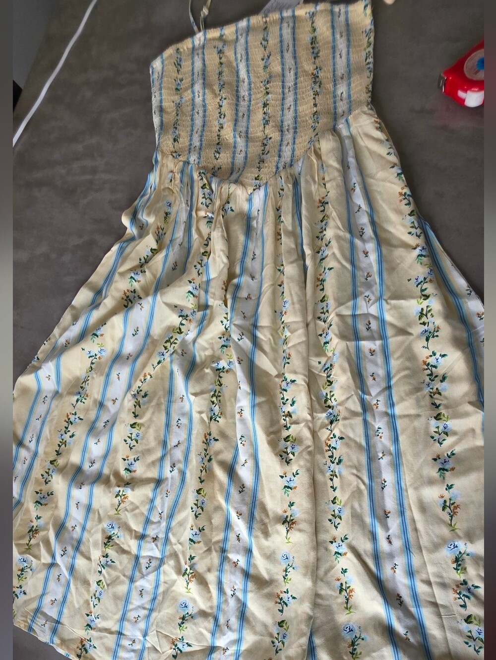 Patrons of Peace ($128) Smocked Floral Stripe Midi Dress Boho Cottagecore NWT - Picture 2 of 8
